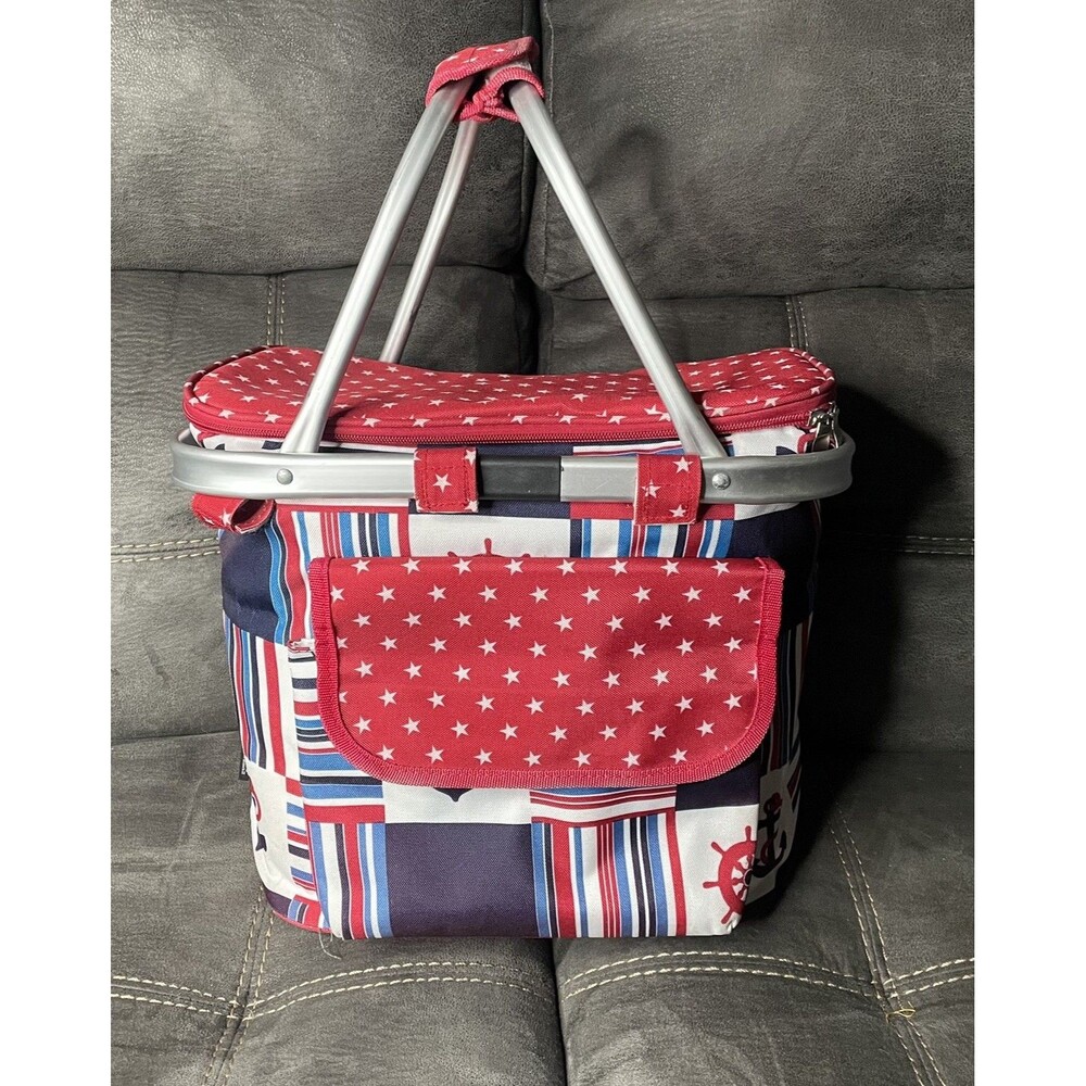 Max Studio Home Portable Patriotic Nautical Collapsible Cooler